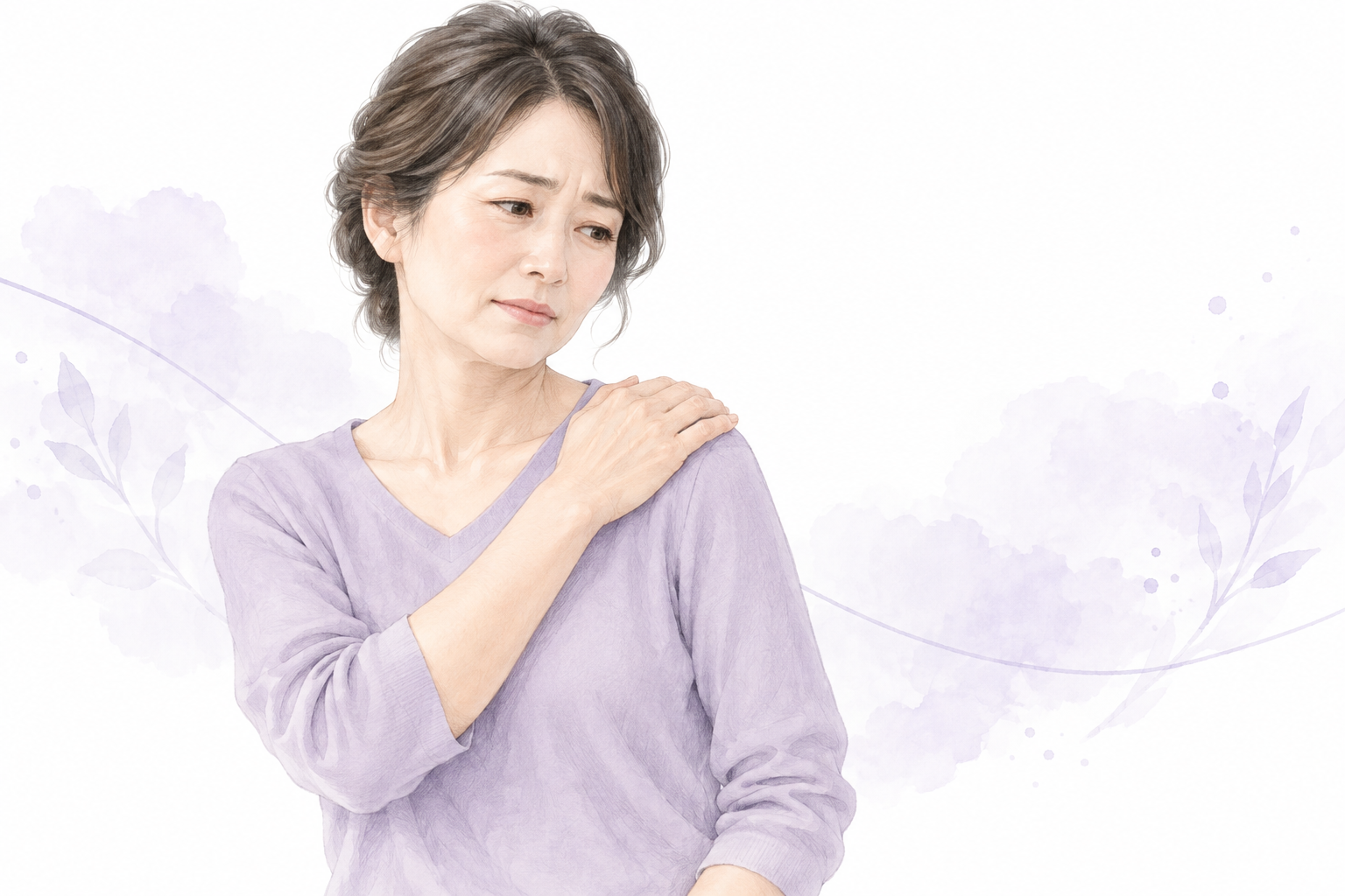 肩の痛みを感じる女性のイメージイラスト